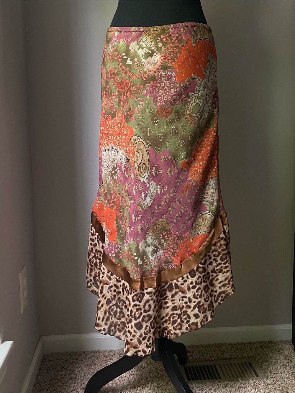 Vintage S.L.B. medium Fairycore leopard paisley hi-low skirt - Picture 3 of 11